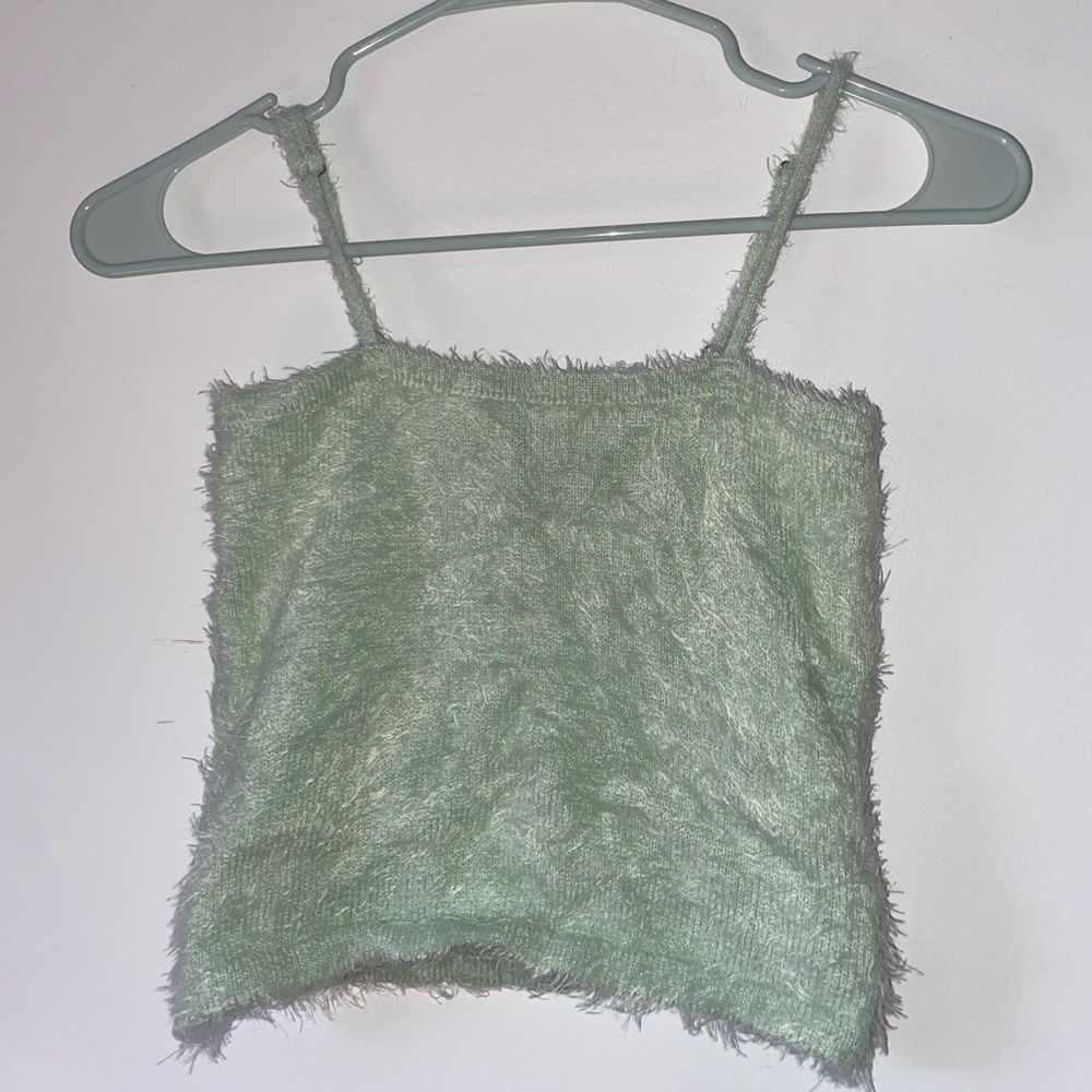 Mint green fuzzy soft tank top